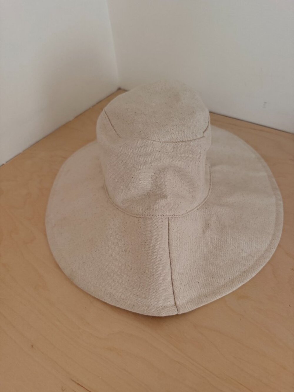 Wide Brim Canvas Sun Hat - Neutral - Size Small - Picture 4 of 4